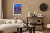 Paul Sinus Leinwandbild 80x120cm leuchtende Berglandschaft mit blühender Alpenflora, expressive Wandkunst mit kontrastreichen Farben