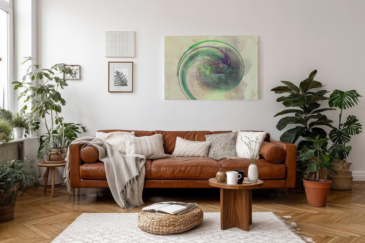 Sinus Art Wandbild 120x80cm Die grüne Spiralform wirkt beruhigend und gibt dem Raum eine organische Struktur