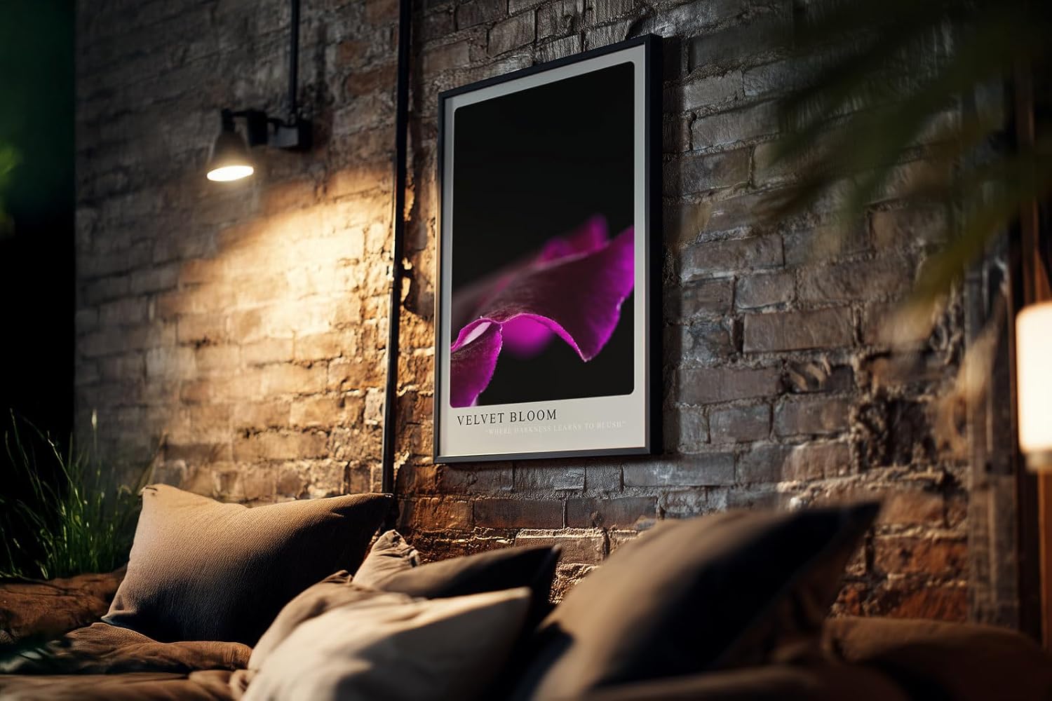 Paul Sinus Kunstdruck 40x60cm Velvet Bloom – samtige Blütenform in dunklem Violett auf Schwarz