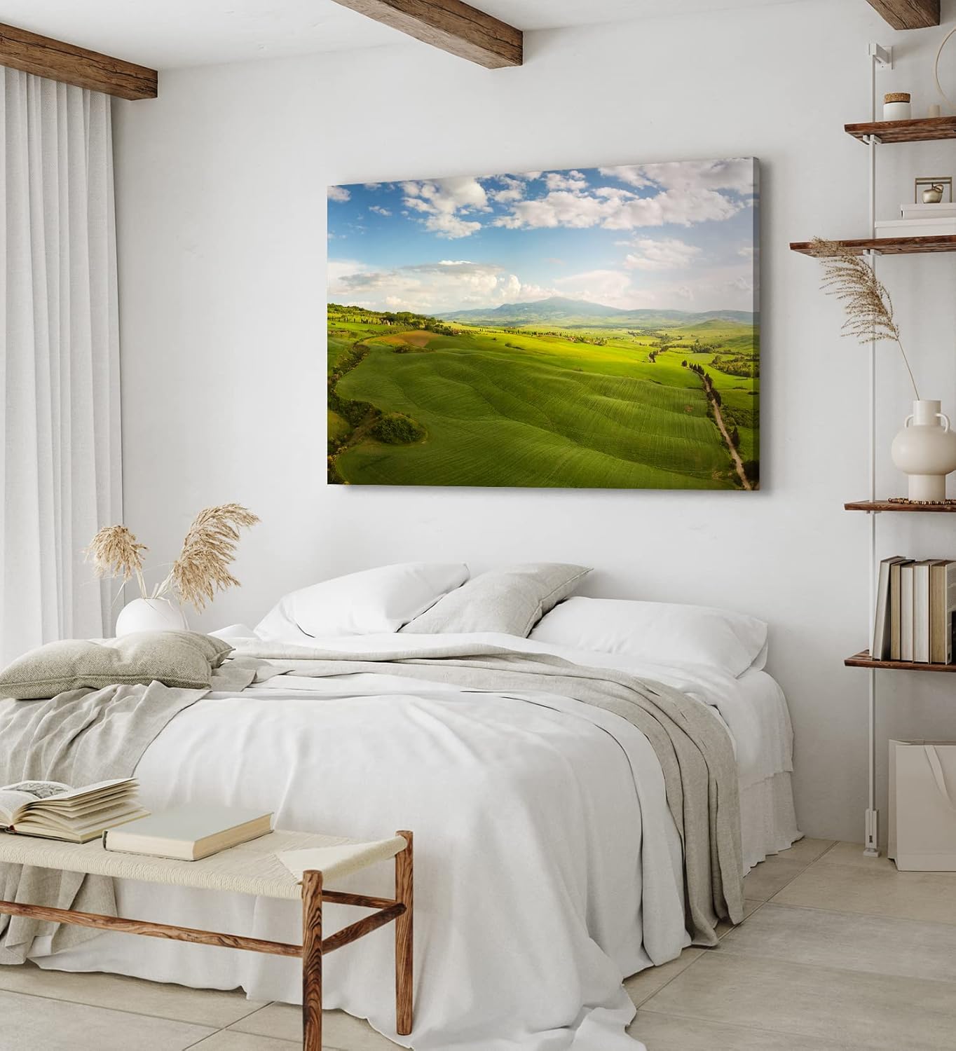 Paul Sinus Wandbild 120x80cm Grüne Wiese Landschaft Berge Natur Felder