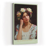Paul Sinus Wandbild in 40x60cm The Summer Reverie verträumtes Porträt einer jungen Frau mit Blumenkranz vor dunklem Hintergrund
