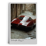 Paul Sinus Leinwandbild 60x90cm Velocità Rossa Leinwandbild futuristischer Sportwagen in einer historischen Gasse Dynamik trifft auf zeitlose Eleganz