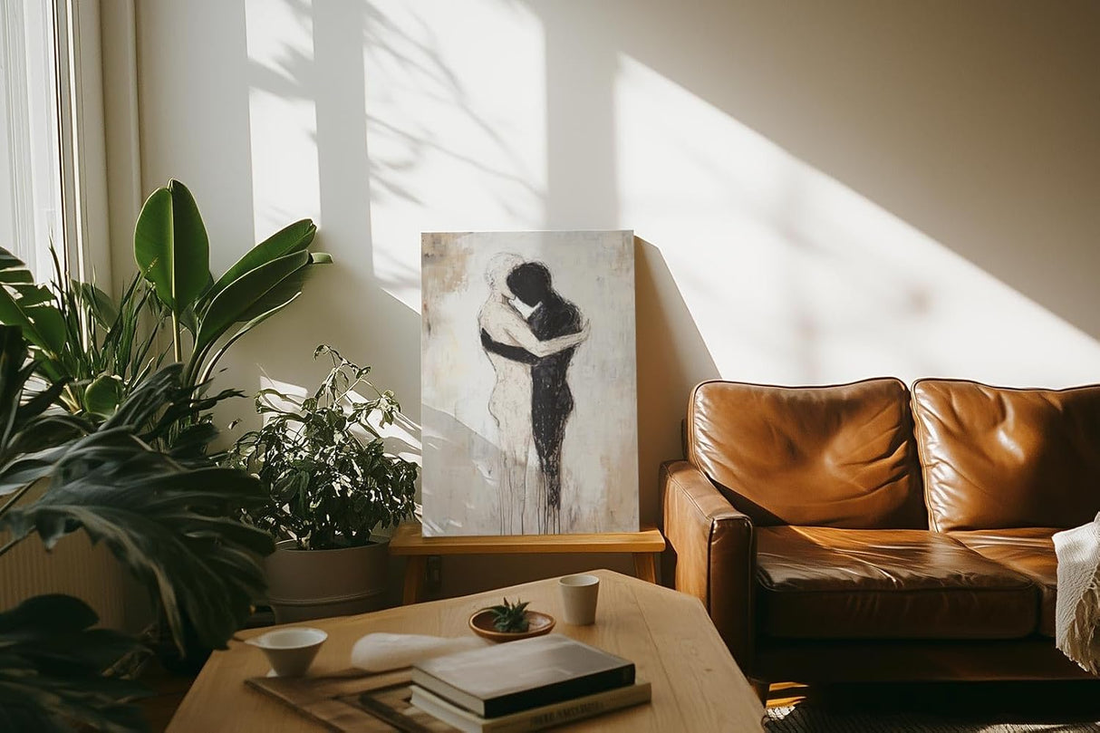 Paul Sinus 60x90cm Wandbild Umarmung der Gegensätze – Kraftvolles Fokuskunstwerk über Nähe und Dualität in Perfektion