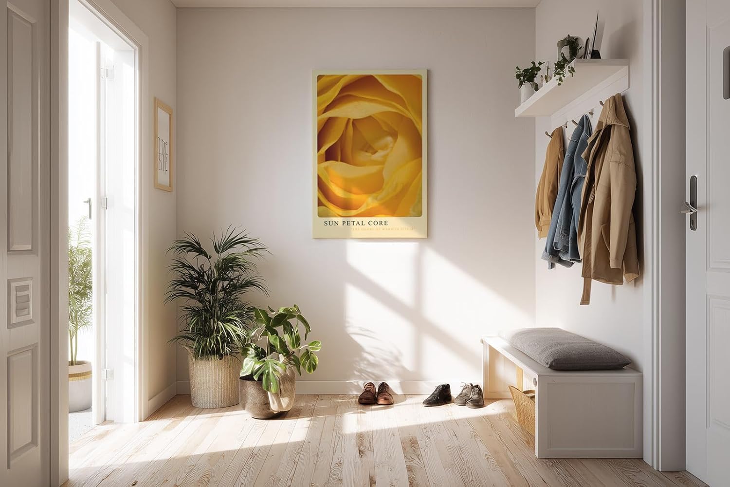 Paul Sinus Kunstdruck 40x60cm Sun Petal Core Gelbe Rose Blüte Makro Nahaufnahme Wärme Natur