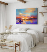 Paul Sinus Wandbild 120x80cm Sonnenaufgang Fischerboot Meer Horizont Abstrakt