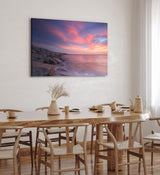 Paul Sinus Wandbild 120x80cm Küste Meer Horizont Rosa Himmel Abendröte Ozean