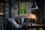 Paul Sinus Wandbild in 40x60cm Symphony in White stilvolles Stillleben mit weißen Lilien und Blüten in Vase vor grünem Hintergrund