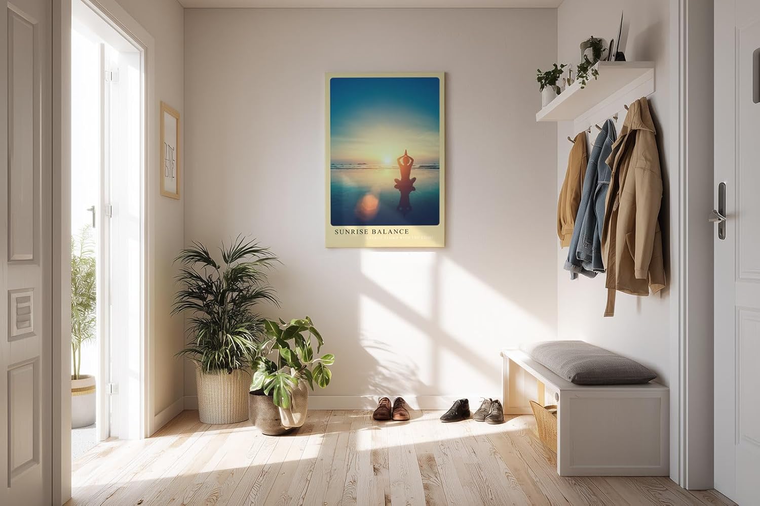 Paul Sinus Kunstdruck 40x60cm Sunrise Balance Yoga Meer Sonnenaufgang Meditation Ruhe Silhouette