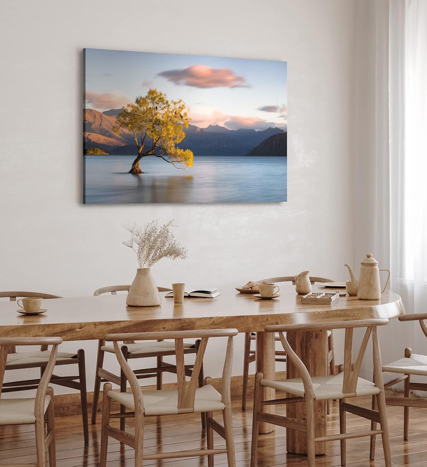Paul Sinus Wandbild 120x80cm Baum im Wasser See Berge Natur Vögel