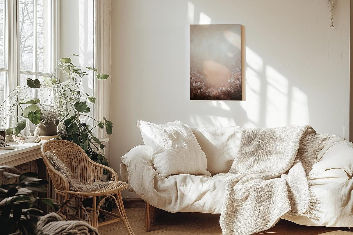 Paul Sinus 60x90cm Wandbild Blütenrahmen in Beige – Zurückhaltende Eleganz mit floraler Tiefe Blume