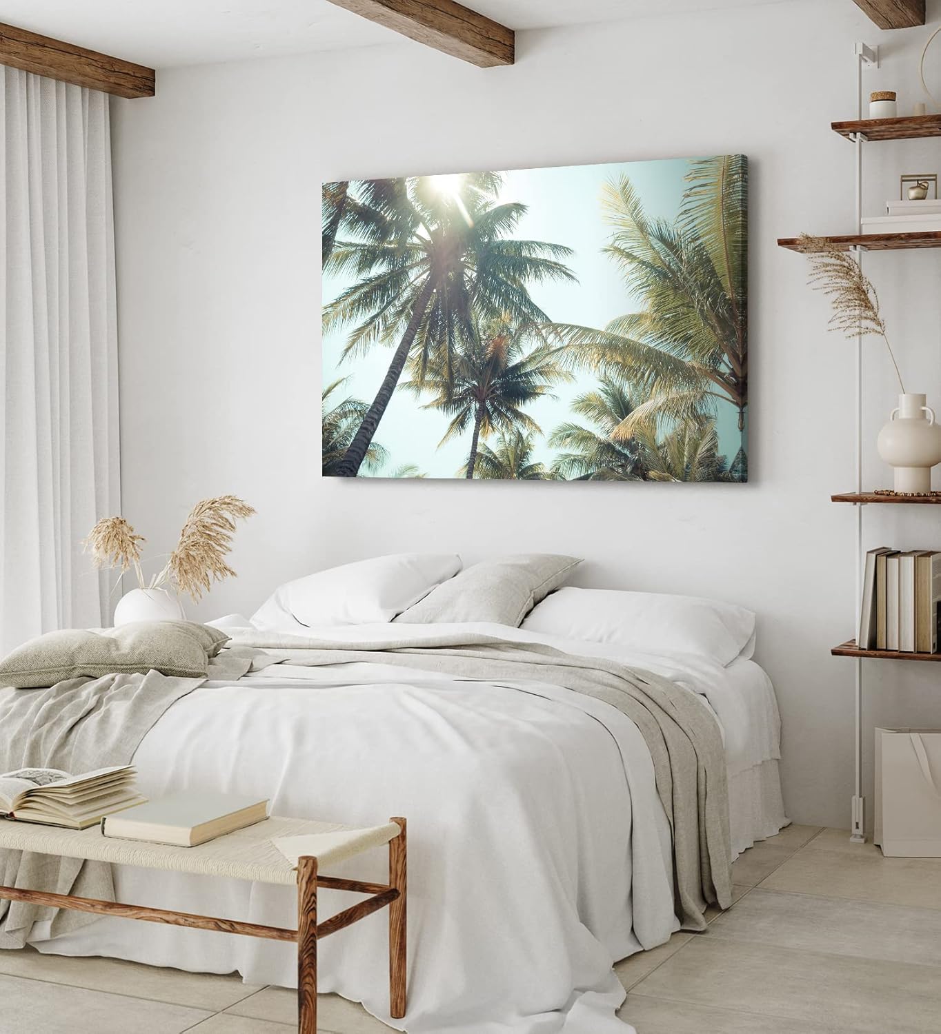 Wandbild 120x80cm Palmen Palmblätter Sommer Sonnenschein Süden