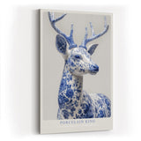Paul Sinus Wandbild in 40x60cm Porcelain King – majestätischer Hirsch in edler Blau-Weiß-Optik mit detailreicher Porzellanstruktur
