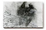 Sinus Art Wandbild 120x80cm Abstraktes Porträt, handschriftliche Elemente und rauchige Strukturen in Schwarzweiß