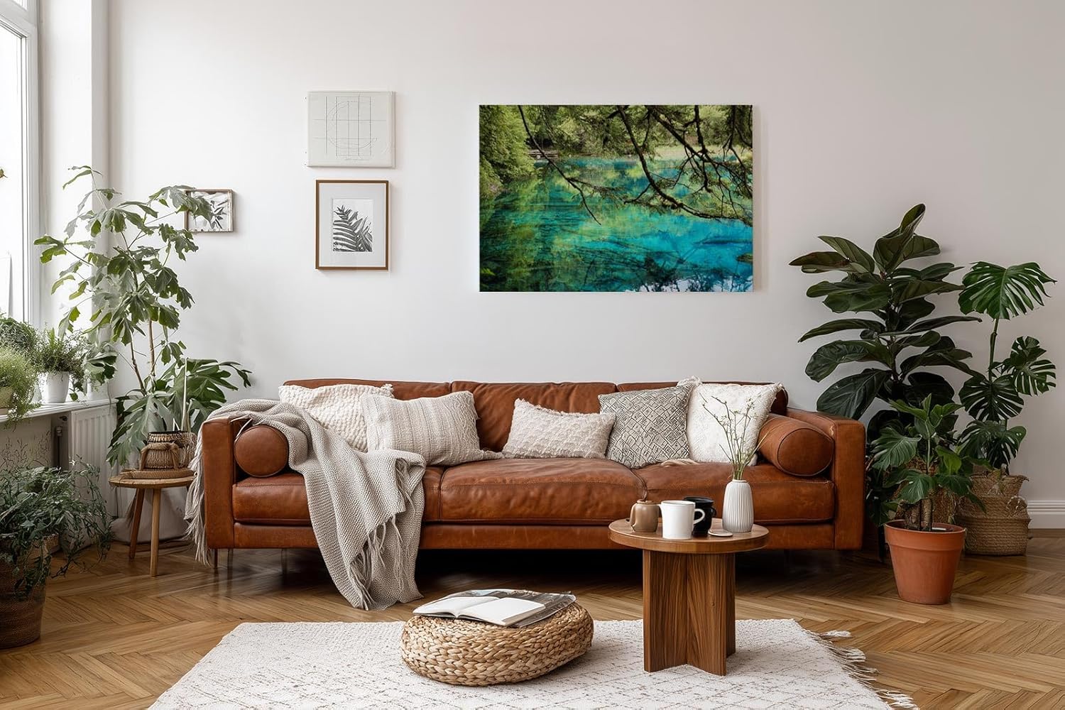 Sinus Art Wandbild 120x80cm Die Äste im Vordergrund und das klare Wasser erzeugen Tiefe und beruhigende Natürlichkeit