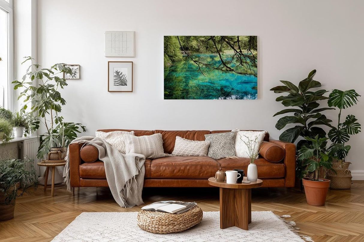 Sinus Art Wandbild 120x80cm Die Äste im Vordergrund und das klare Wasser erzeugen Tiefe und beruhigende Natürlichkeit