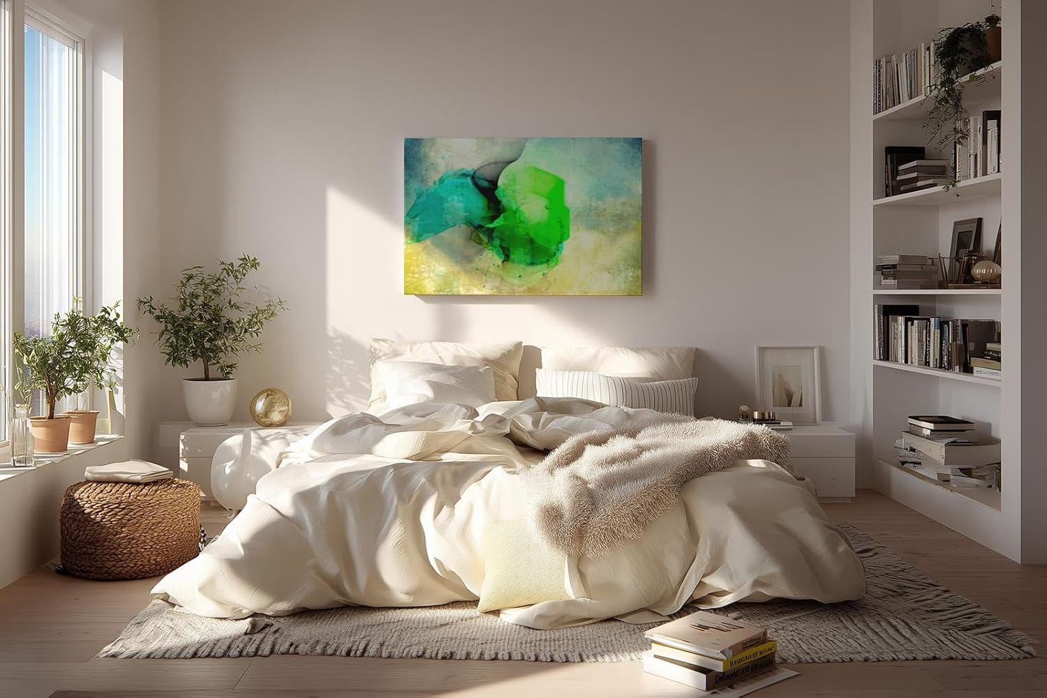 Sinus Art Wandbild 120x80cm Leuchtendes Grün und Türkis schaffen ein Gefühl von Naturverbundenheit und Frische