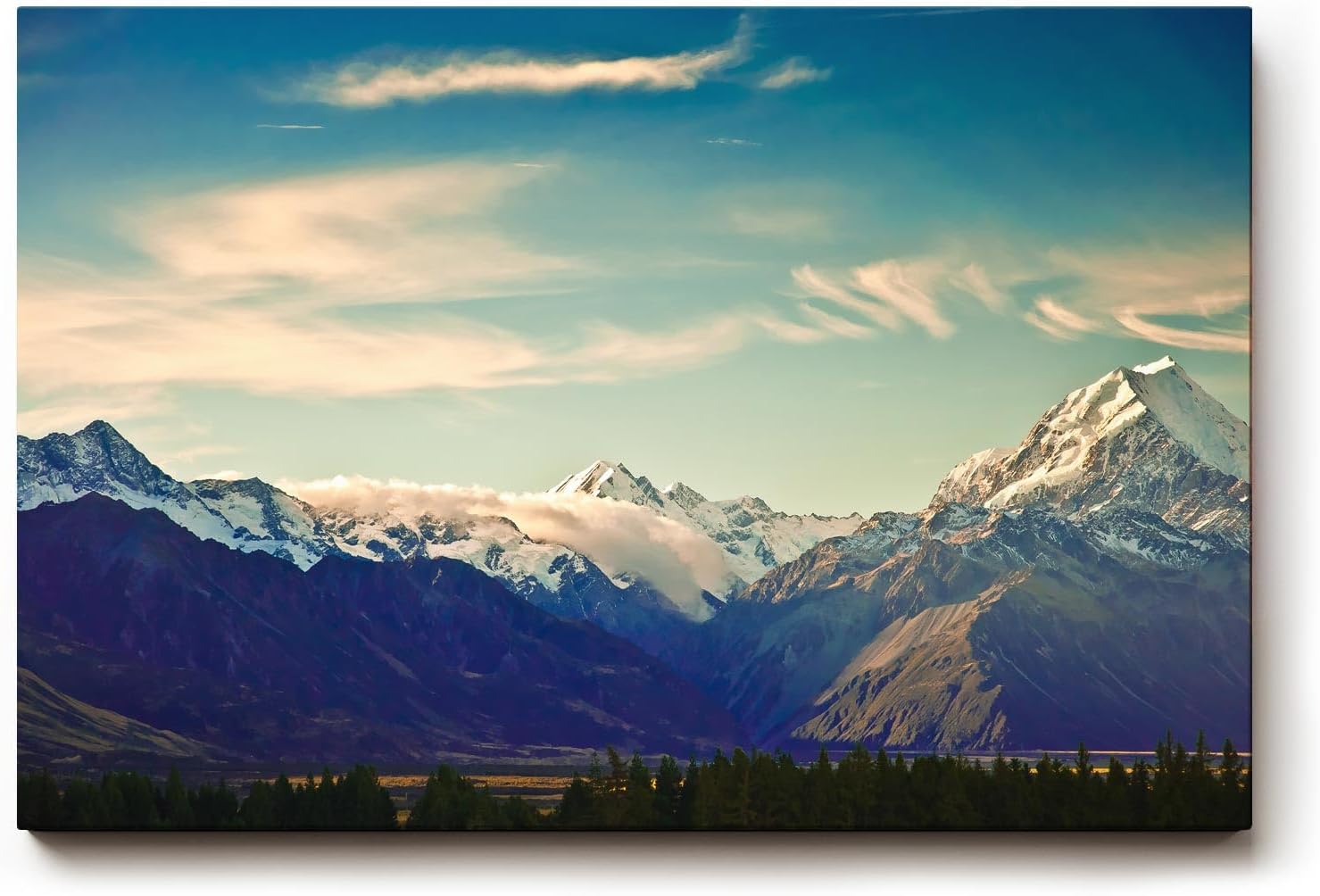 Sinus Art Wandbild 120x80cm Die schneebedeckten Berge vor blauem Himmel vermitteln Weite, Kraft und Naturerlebnis