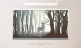 Rehbock in einem Wald ca. 130x70cm Wandbild inklusive Schattenfugenrahmen weiss - Panorama Leinwand Bild XXL Format Wandbilder Wohnzimmer Wohnung Deko Kunstdrucke