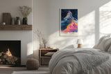 Paul Sinus Leinwandbild 40x60cm Leinwandbild Cosmic Peak – Faszinierende Darstellung eines Berggipfels mit kosmischen Farben, surrealer Naturkunst