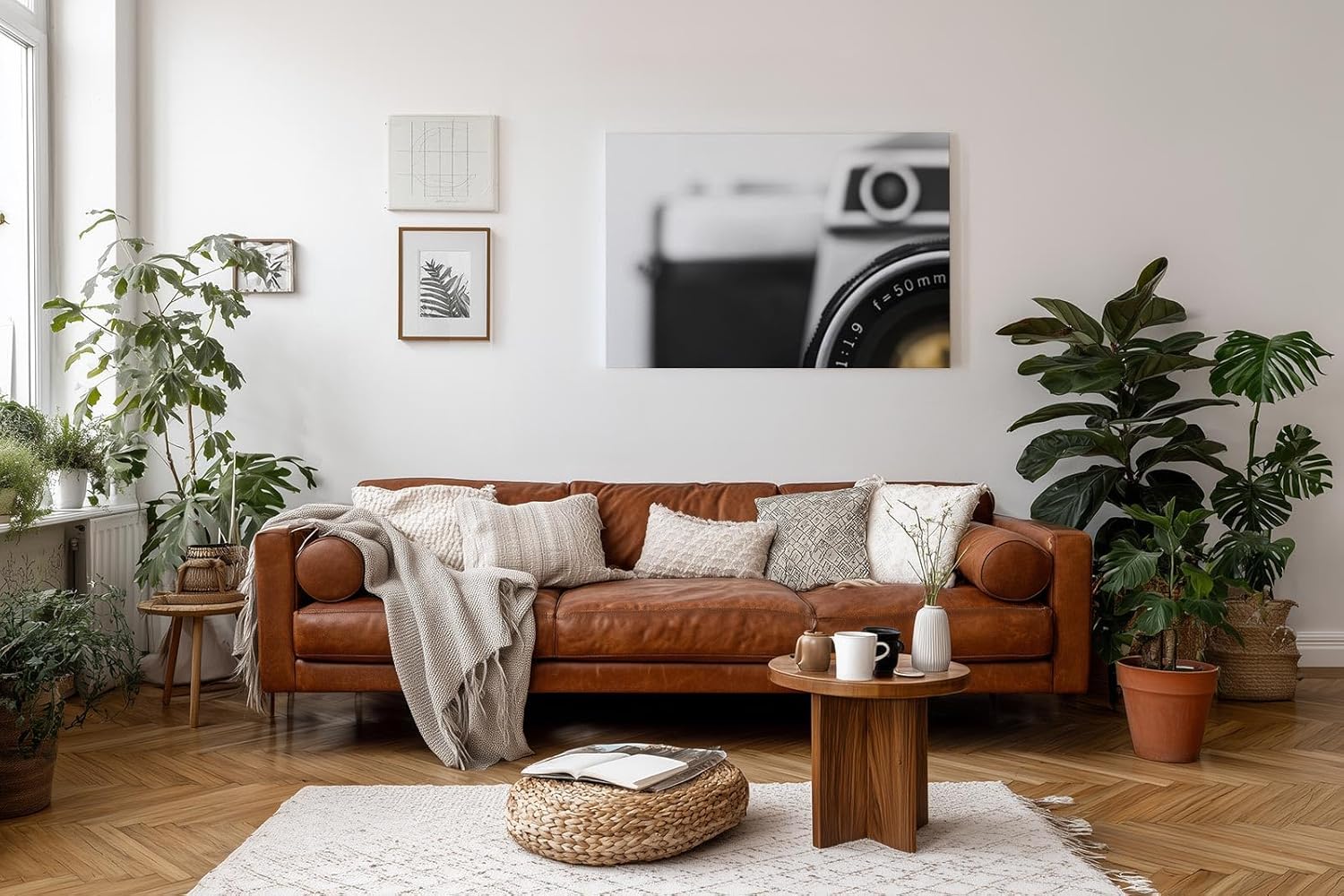 Sinus Art Wandbild 120x80cm Elegantes Kameramotiv in Schwarz-Weiß – nostalgisch und modern zugleich