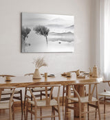 Paul Sinus Wandbild 120x80cm Berge See Fischerboot Schwarz Weiß Baum Kunstvoll
