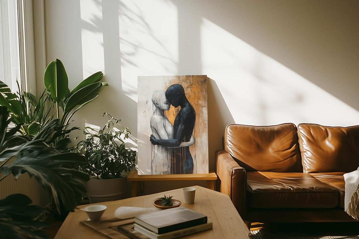 Paul Sinus 60x90cm Wandbild Magische Verbindung – Ausdrucksstarke Umarmung als emotionales Kunstwerk für deine Raumgestaltung
