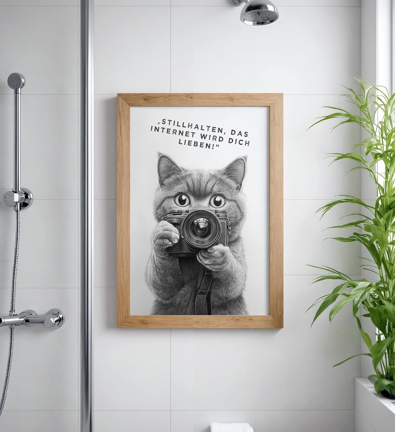 Paul Sinus Poster/Leinwandbild/Rahmenoption Lustiges Katzenbild – Witzige Klo-Deko fürs Badezimmer – Perfekt fürs Gäste-WC