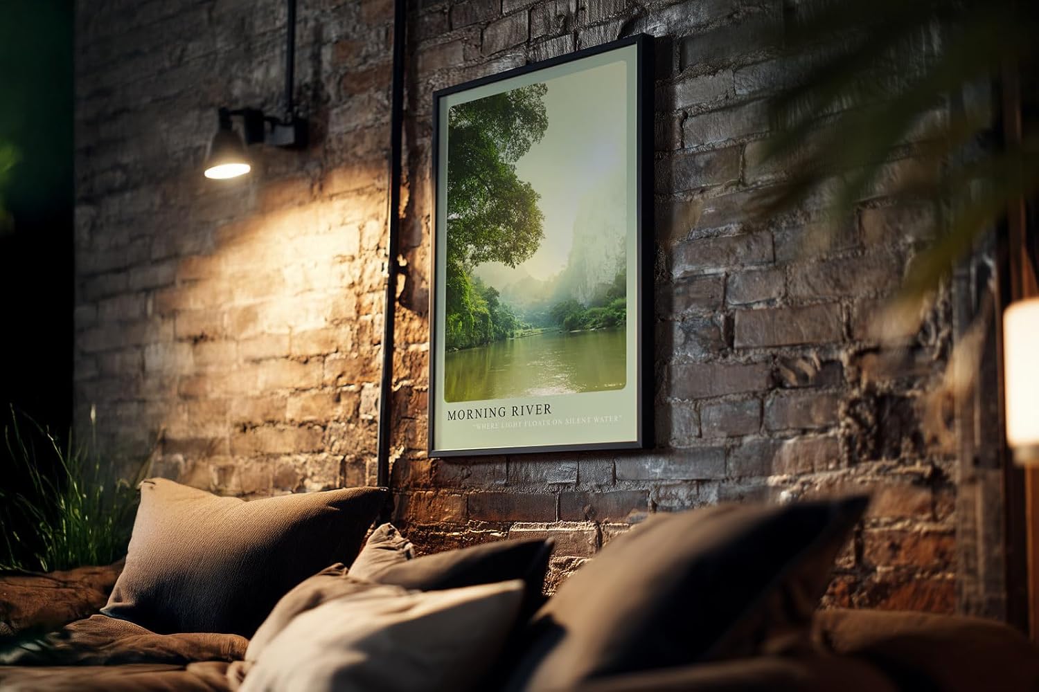 Paul Sinus Kunstdruck 40x60cm Morning River – Flusslandschaft mit Licht und Nebel am Morgen