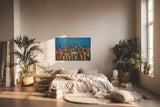 Sinus Art Wandbild 120x80cm Bunte Gewürze auf Holzlöffeln vor rustikalem Hintergrund – kulinarisch und stilvoll
