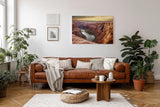 Sinus Art Wandbild 120x80cm Weite Felsformationen und Flussverlauf in harmonischer Farbgebung
