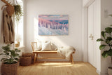 Sinus Art Wandbild 120x80cm Pastellfarbene Winterlandschaft mit verschneiten Bäumen und stiller Weite