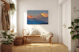 Sinus Art Wandbild 120x80cm Strahlende Bergspitzen in warmem Licht mit magischer Atmosphäre