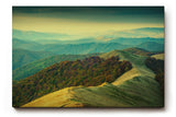 Sinus Art Wandbild 120x80cm Hügeliges Landschaftsmotiv mit natürlicher Lichtstimmung für beruhigende Raumwirkung