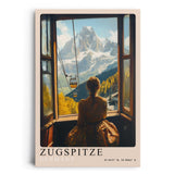 Paul Sinus Leinwandbild 60x90cm Leinwandbild Zugspitze Alpen Berglandschaft Seilbahn Panorama Fensterblick Natur Herbst Farben Lichtstimmung Aussicht