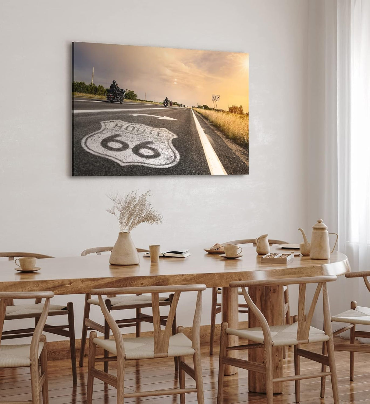 Paul Sinus Wandbild 120x80cm Route 66 USA Straße Motorräder Bikes Sonnenschein