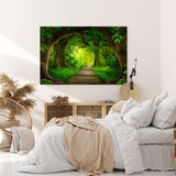 Paul Sinus Wandbild 120x80cm Grüner Wald Märchenhaft Bäume Holzweg Märchenwald