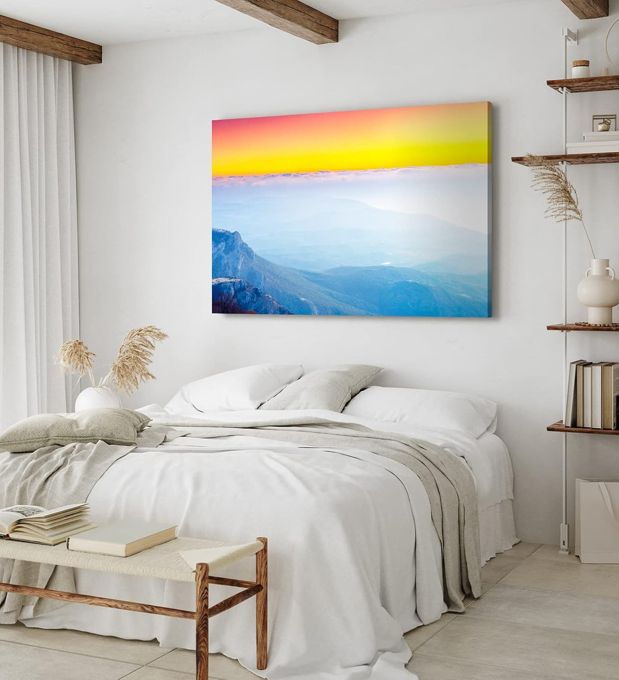 Paul Sinus Wandbild 120x80cm Berge Wolken Himmel Abendröte Blau Kunstvoll