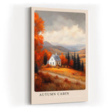 Paul Sinus Kunstdruck 40x60cm Autumn Cabin – Weißes Haus in herbstlicher Landschaft mit goldroten Wäldern und weiter Aussicht