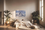 Sinus Art Wandbild 120x80cm Imposantes Matterhorn umgeben von Gletschern und schwebenden Vögeln