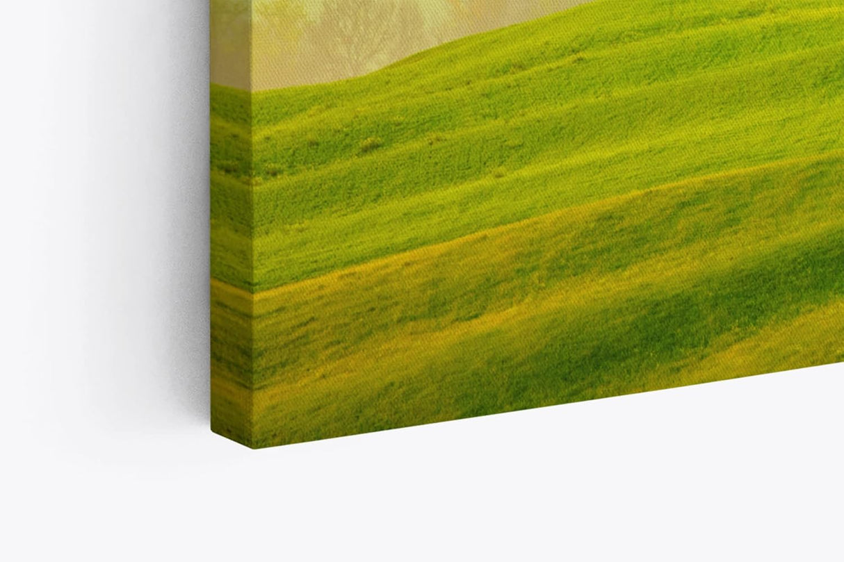 Paul Sinus Wandbild 120x80cm Toskana Landschaft Italien Finca Morgentau Grün