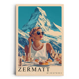 Paul Sinus Leinwandbild 40x60cm Leinwandbild Zermatt Luxus Eleganz Alpen Retro Stil glamouröse Ästhetik stilvolle Reise exklusive Kunst