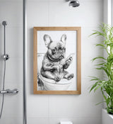 Paul Sinus Poster/Leinwandbild/Rahmenoption Lustiges Hundebild – Witzige Klo-Deko fürs Gäste-WC – Perfekt für Smartphone-Junkies