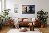 Sinus Art Wandbild 120x80cm Fischer mit Netz in traditioneller Kleidung – Symbol für Handwerk und Stille