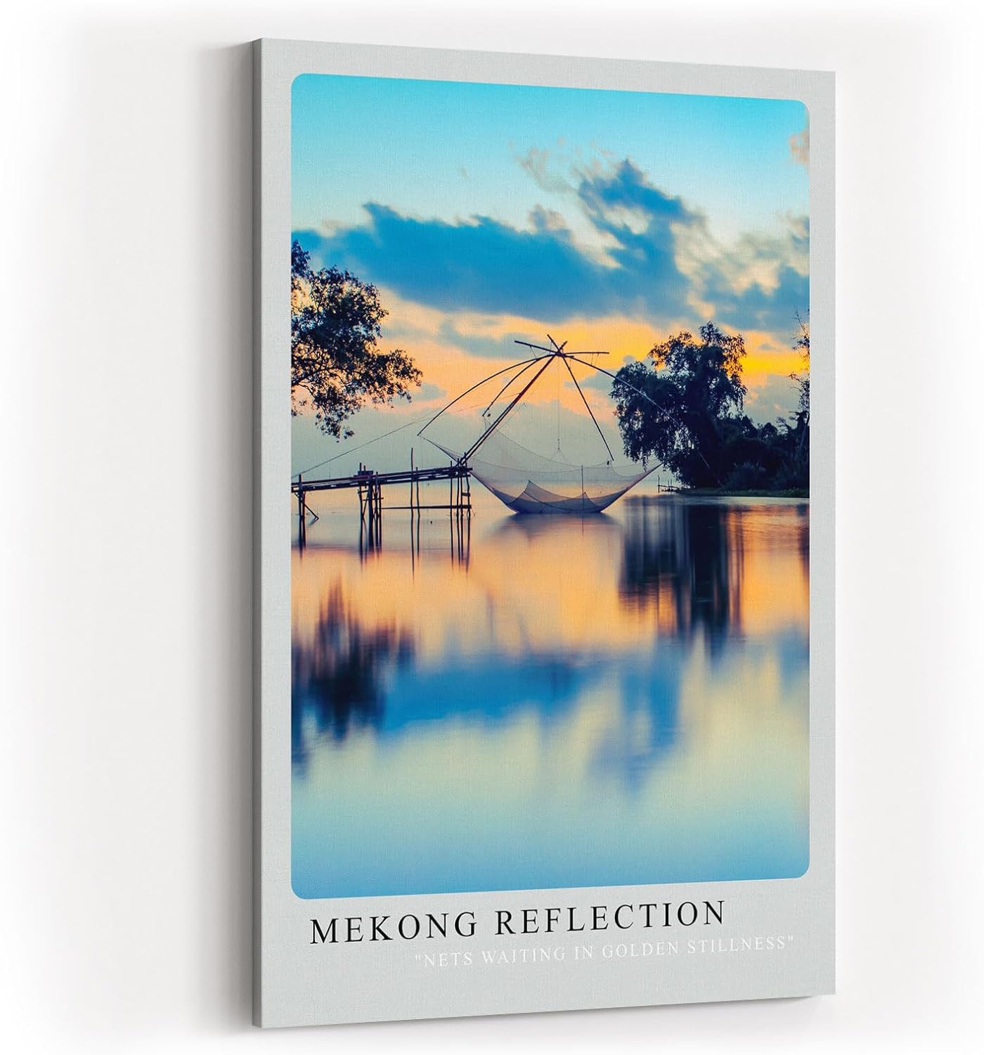 Paul Sinus Kunstdruck 40x60cm Mekong Reflection Vietnam Fischernetz Wasser Spiegelung Sonnenuntergang