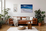 Sinus Art Wandbild 120x80cm Der berühmte Tafelberg im Hintergrund und Wellen im Vordergrund erzeugen visuelle Tiefe