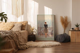 Paul Sinus Wandbild in 40x60cm Sunlight in Manhattan – Frau auf Balkon mit Blick auf Empire State Building, sonnendurchflutetes Stadtmotiv