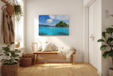 Sinus Art Wandbild 120x80cm Kristallklares Wasser, leuchtendes Blau und grüne Vegetation schaffen tropisches Flair