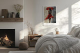 Paul Sinus Leinwandbild 60x90cm Lady in Red – Frau, Rot, Kunst, Regenschirm, Leidenschaft, Eleganz, Sinnlichkeit, Mystik, Emotion, Bewegung, Abstrakt