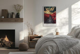 Paul Sinus Leinwandbild 40x60cm Der endlose Pfad – Dramatische Landschaft mit leuchtend roter Natur, bedrohlichem Himmel und mystischer Atmosphäre