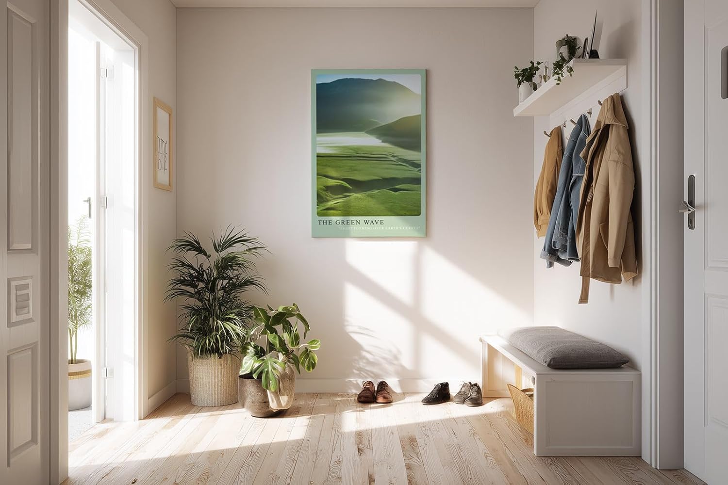 Paul Sinus Kunstdruck 40x60cm The Green Wave – Sanfte Landschaft in fließendem Licht